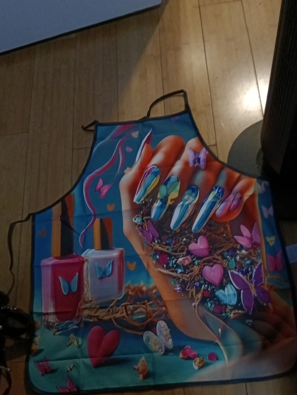 Colorful Nail Art Apron - Blue Multicolor Design
